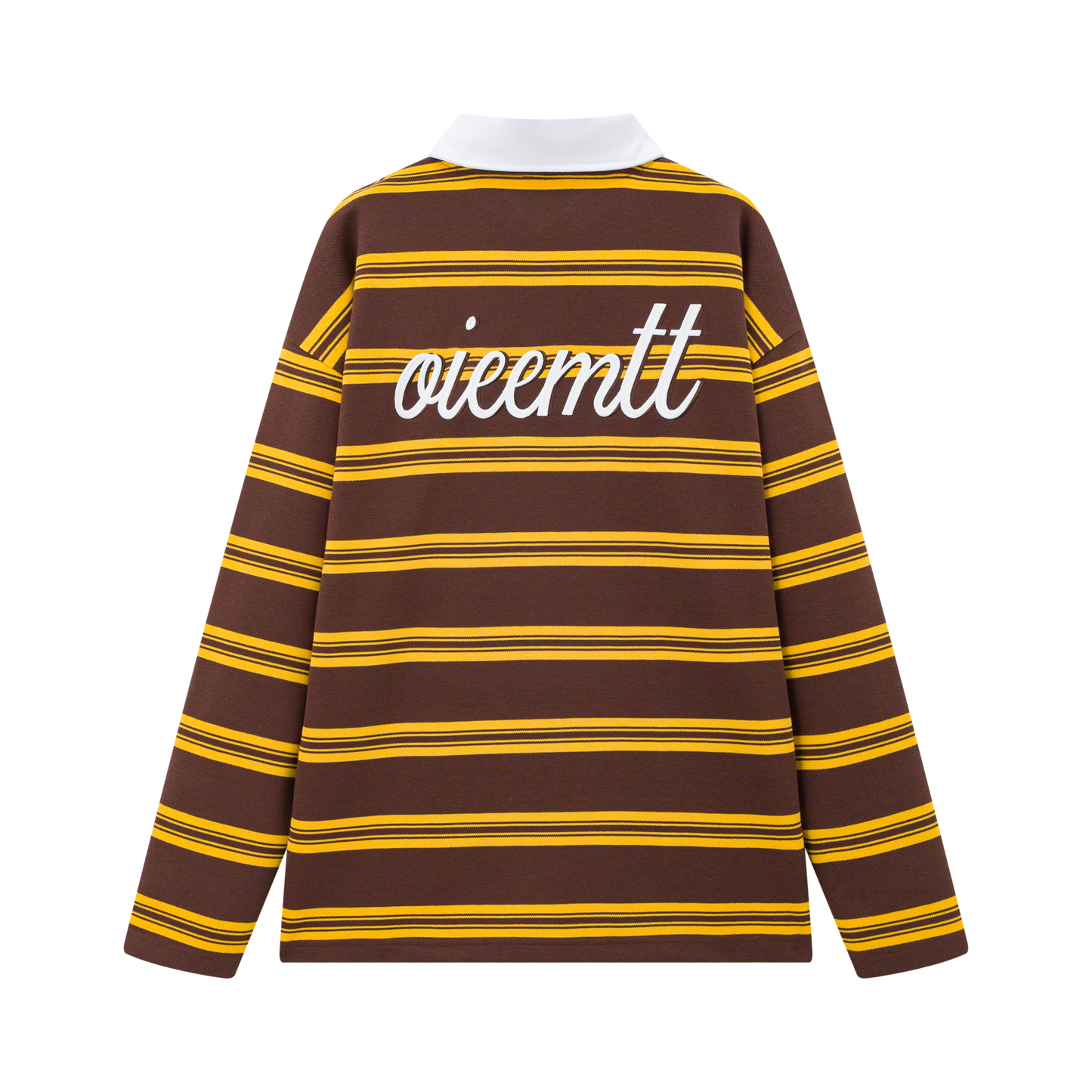 OIEEMTT 100% Polyester Unisex Oversized Stripe Stand Collar Letter Printing Polo Shirt