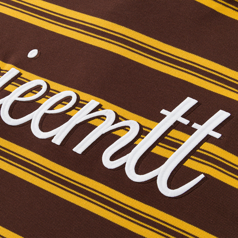 OIEEMTT 100% Polyester Unisex Oversized Stripe Stand Collar Letter Printing Polo Shirt